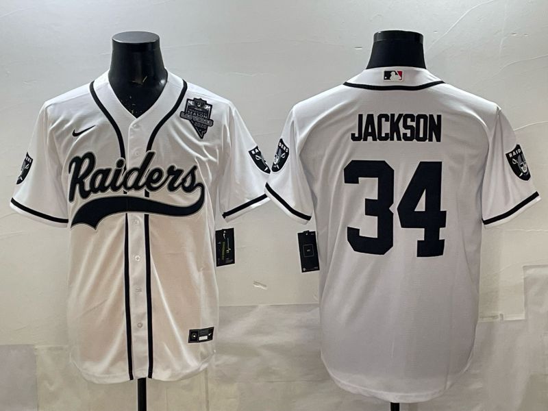 Men 2025 Oakland Raiders #34 Jackson white 3th generation Joint Name Nike Limited NFL Jersey style 05